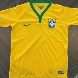 Nike Yellow Soccer Jersey with Green Trim